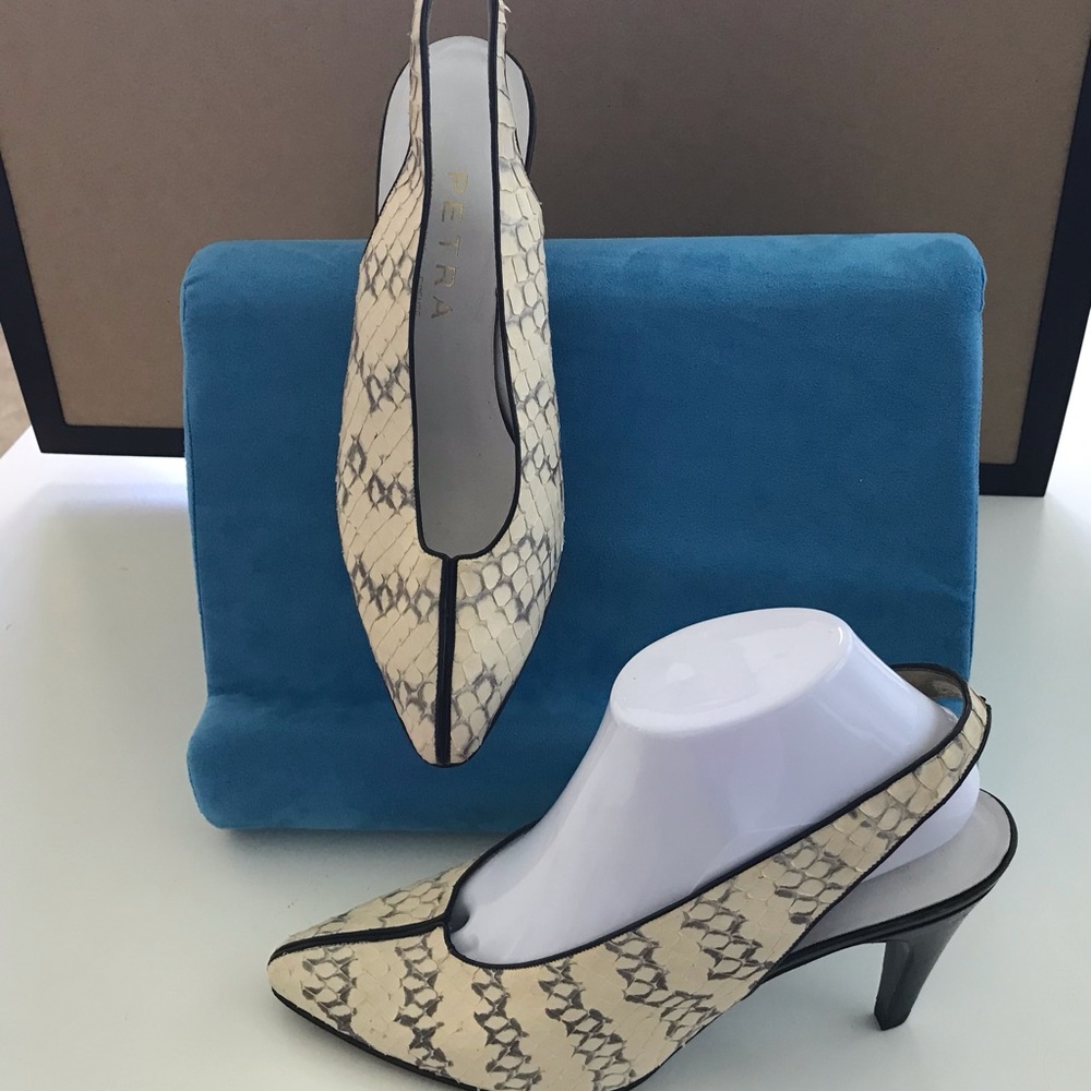✴️Vintage PetraFirenze Snake Embossed. Leather Slingback Heels, Sz8.5